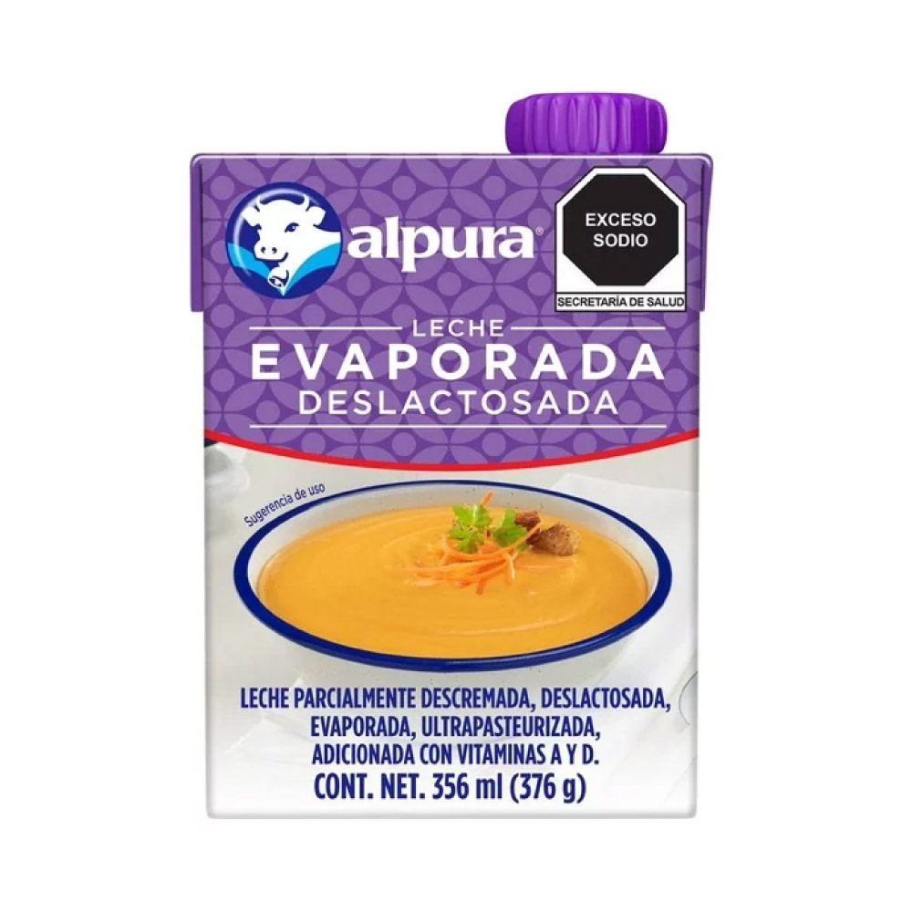 Alpura Leche Evaporada Deslactosada 24 de 356 Ml