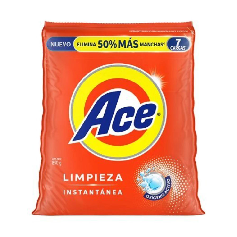 Detergente en Polvo Ace 7 Cargas 850 g