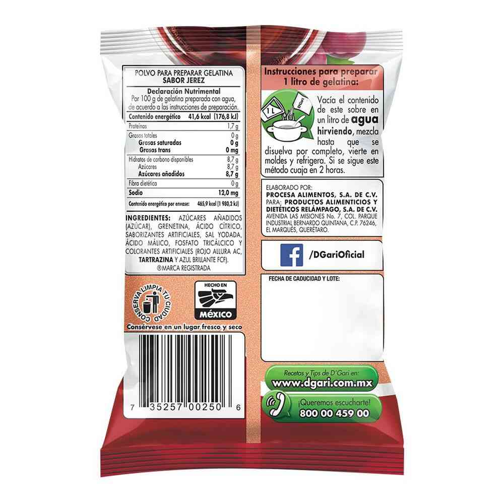 Gelatina DGari Sabor Jerez 120 gr