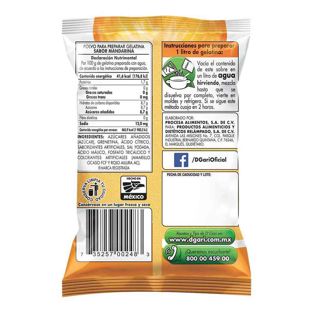 Dgari Gelat Naranja 50/120 Gr @