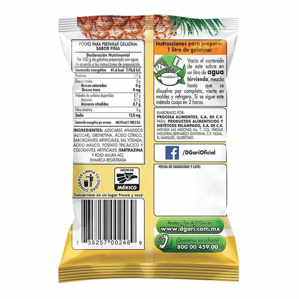 Gelatina DGari Sabor Piña 120 gr