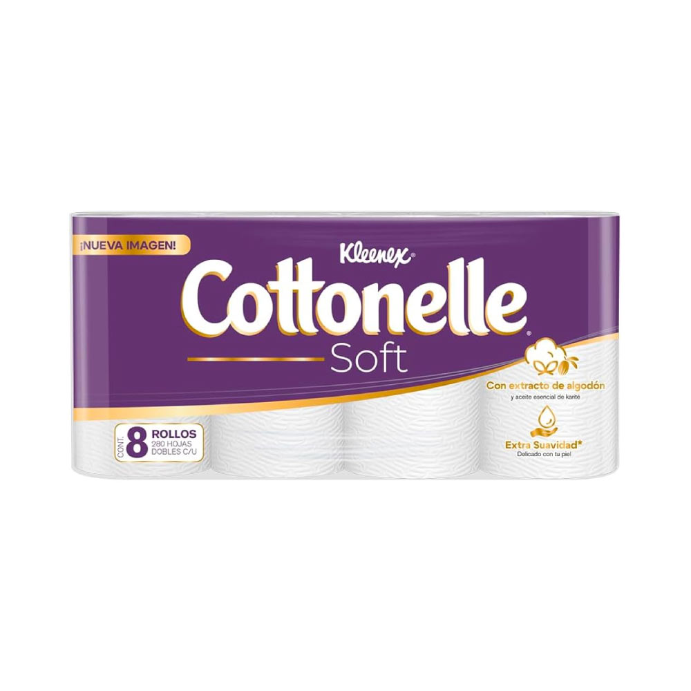 Papel Higiénico Kleenex Cottonelle 8 Rollos de 280 Hojas Dobles
