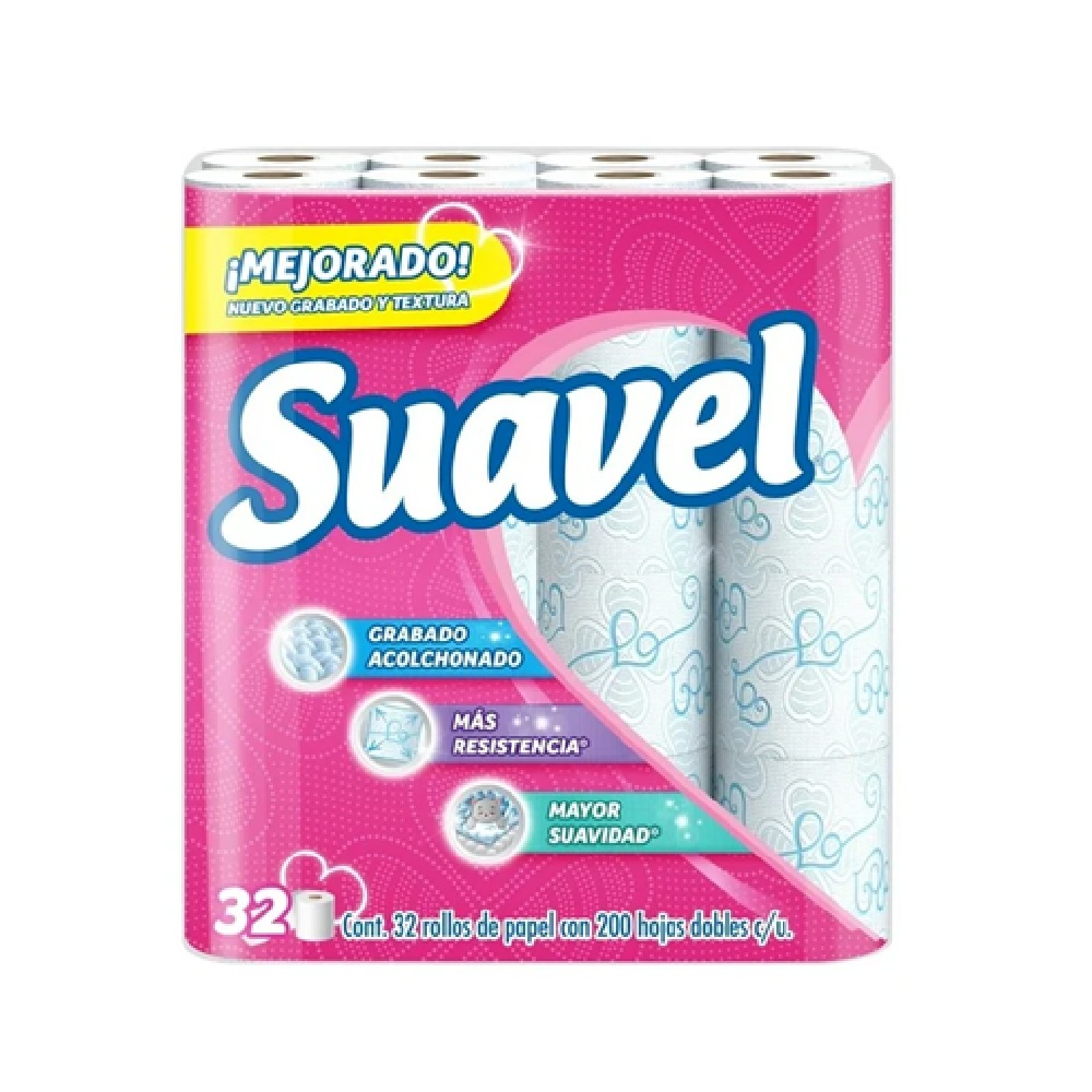 Papel Higiénico Suavel Manzanilla 32 pz 200 Hojas