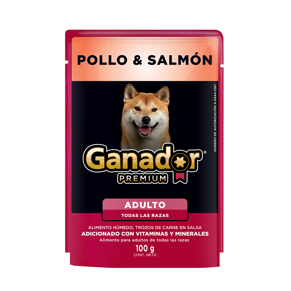 Ganador Premium Pollo y Salmon sobre de 100 gr