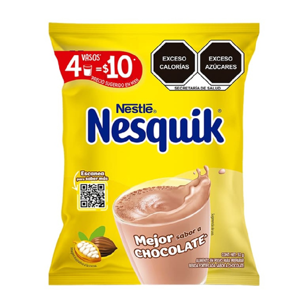 Bebida Polvo Nesquik Chocolate Bolsa 52 gr