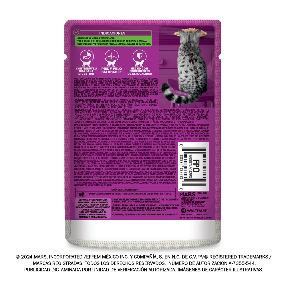 Whiskas Pouch Pollo Y Pavo sobre de 85 gr