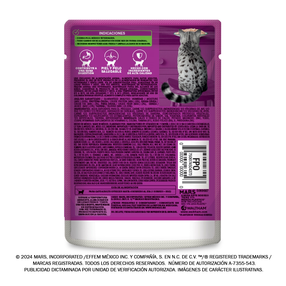 Whiskas Pouch Atun y Sardinas sobre de 85 gr