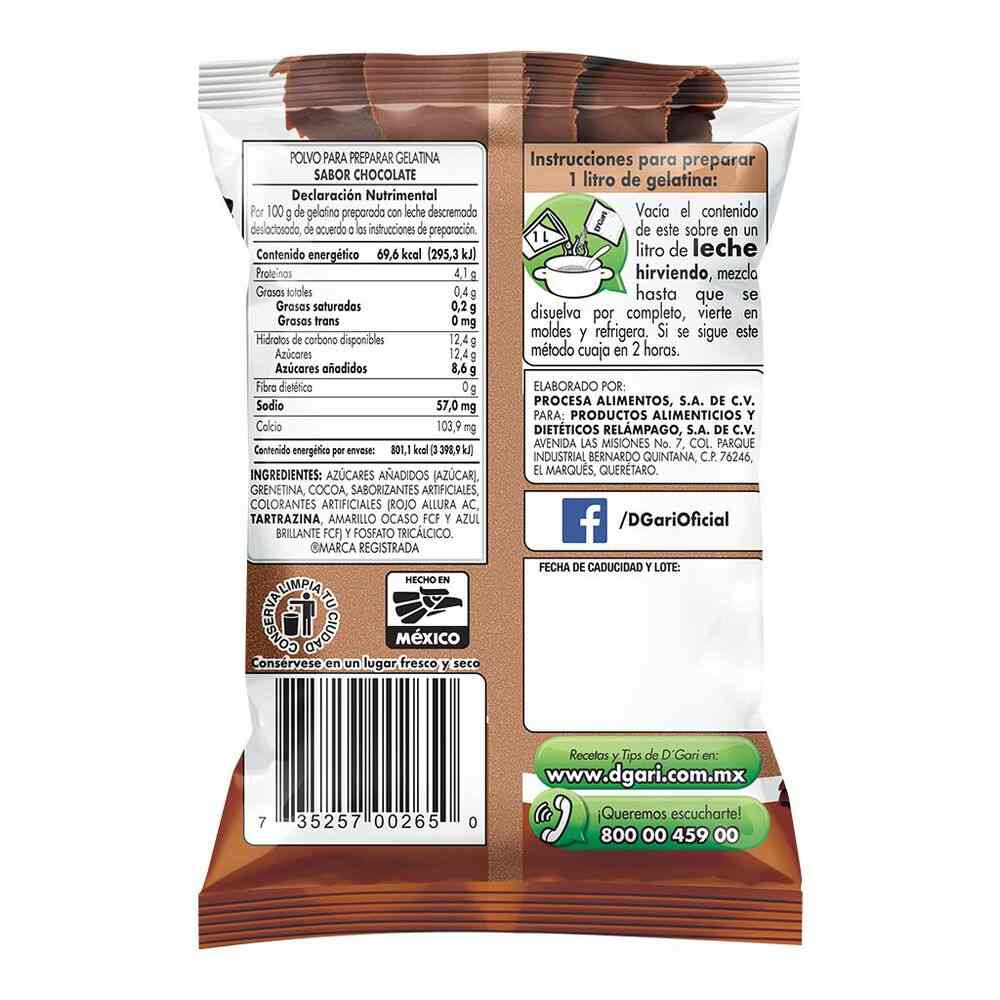 Gelatina DGari Sabor Leche Chocolate 120 gr