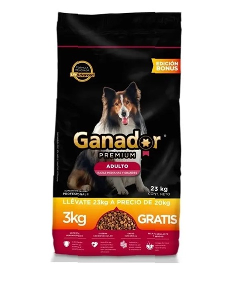 Ganador Alim Perro Adulto 20 Kg +3 Kg