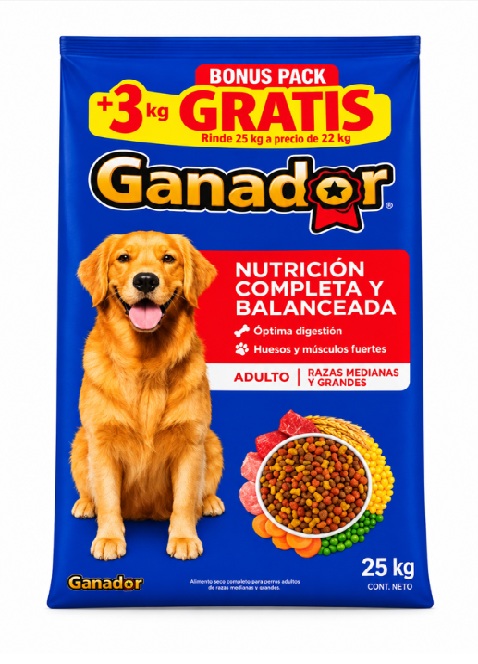 Alimento para Perro Ganador Estándar Adulto 22 kg + 3 kg