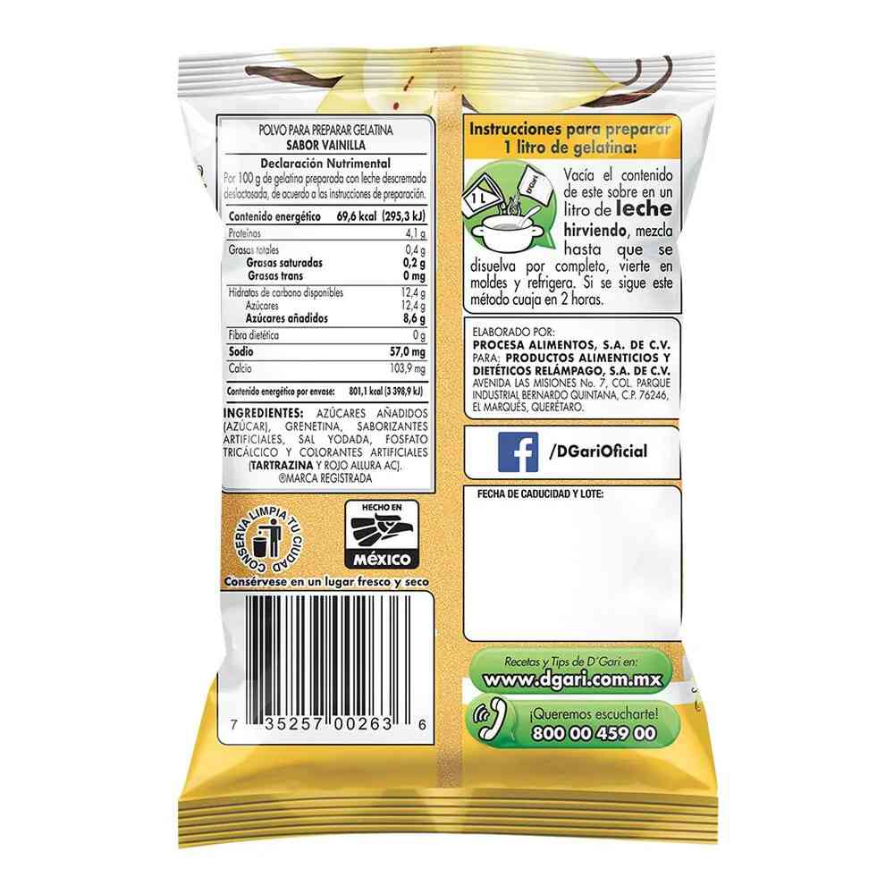 Dgari Gelat Leche Vainill 50/120 Gr @