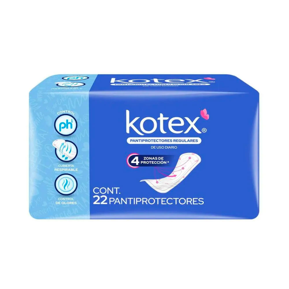 Kotex Pantiprotector Regular Sin Alas Paquete Con 22 Piezas