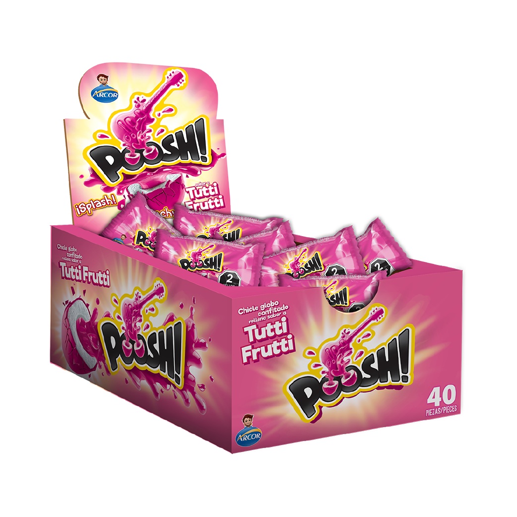 Poosh Chicle Relleno Tutti Frutti 40 pz