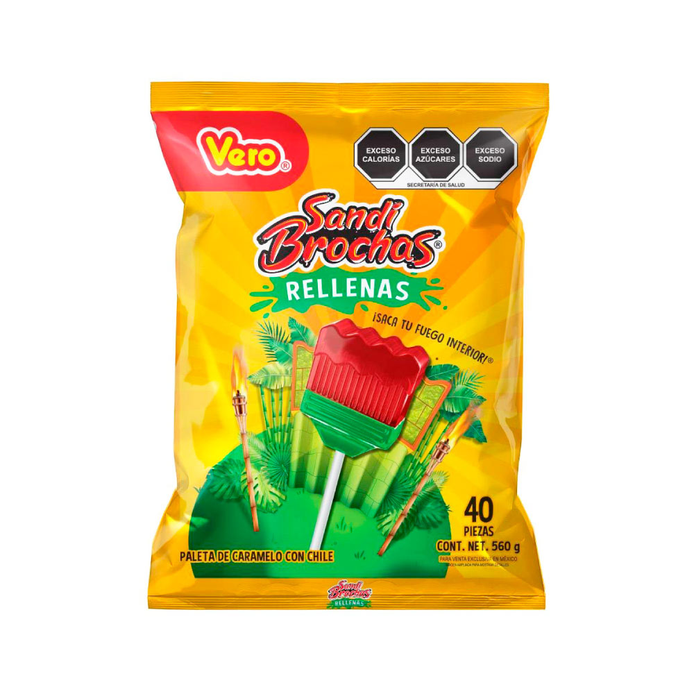 Sandibrochas Paleta Maciza Rellena Bolsa Con 40 Piezas