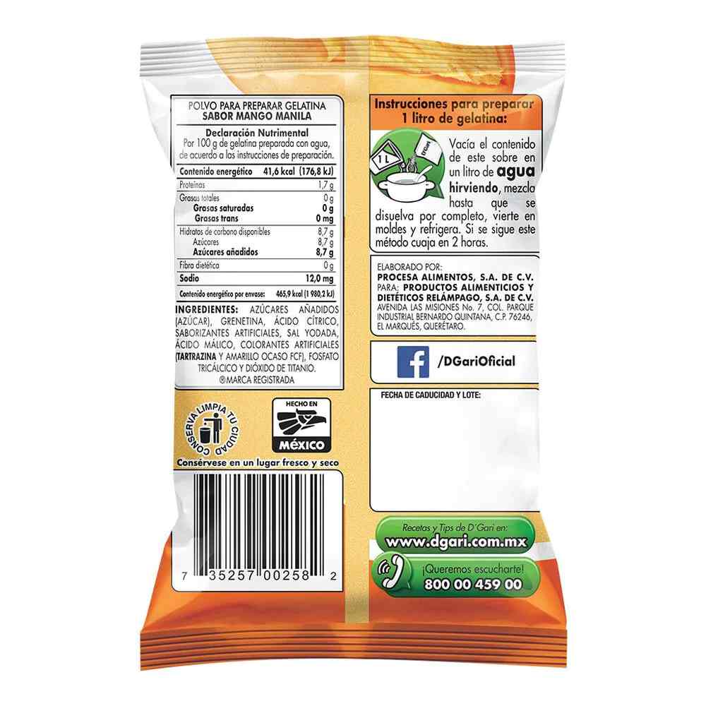 Gelatina DGari Sabor Mango 120 gr