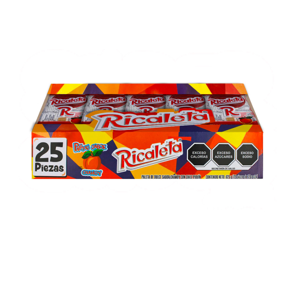 Ricaleta Paleta Enchilada Chamoy Paquete Con 25 Piezas De 20 Gr