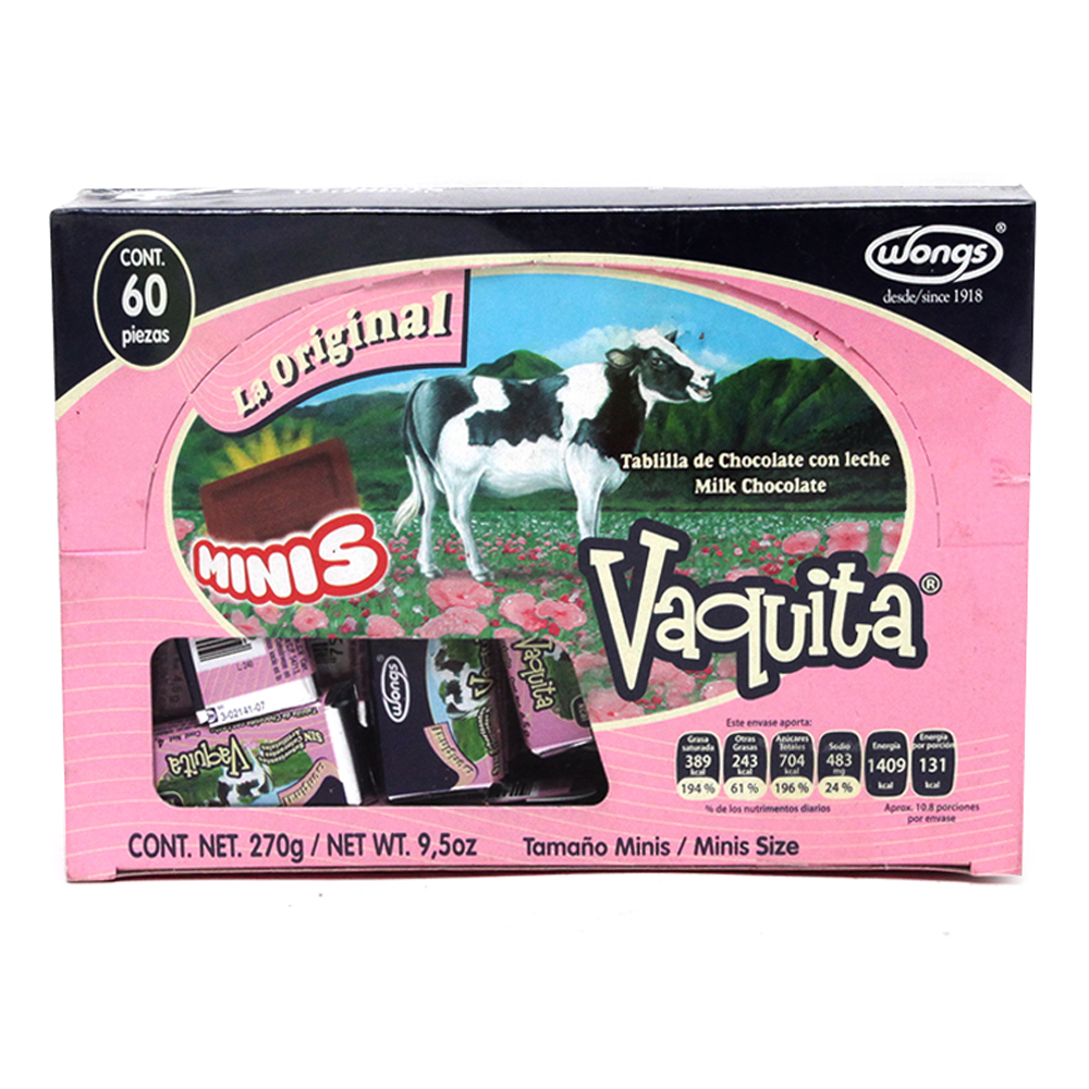 Chocolate Wong S Vaquita Mini Paquete Con 60 Piezas De 4.5 gr