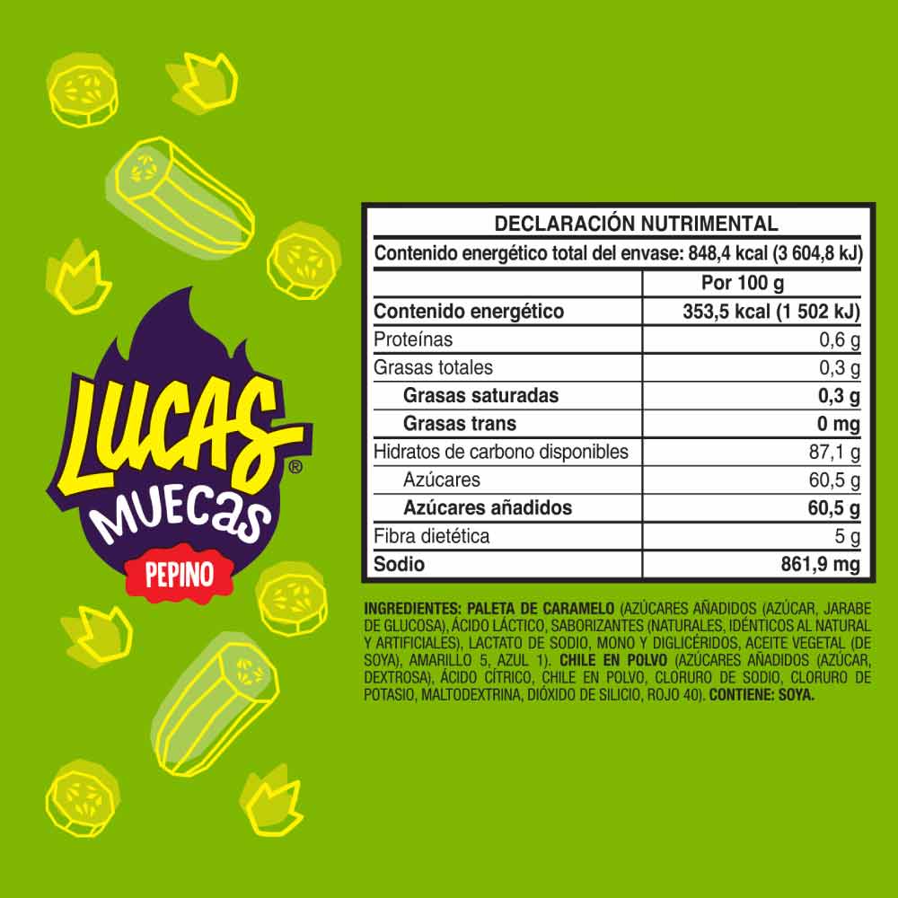 Lucas Muecas Pepino Paleta con chile en polvo 10 pz