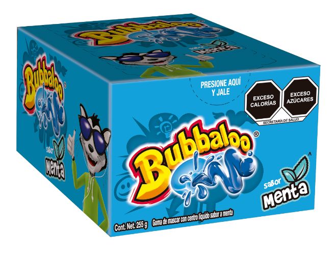 Chicle con Relleno Liquido Bubbaloo Sabor Menta Con 47 piezas