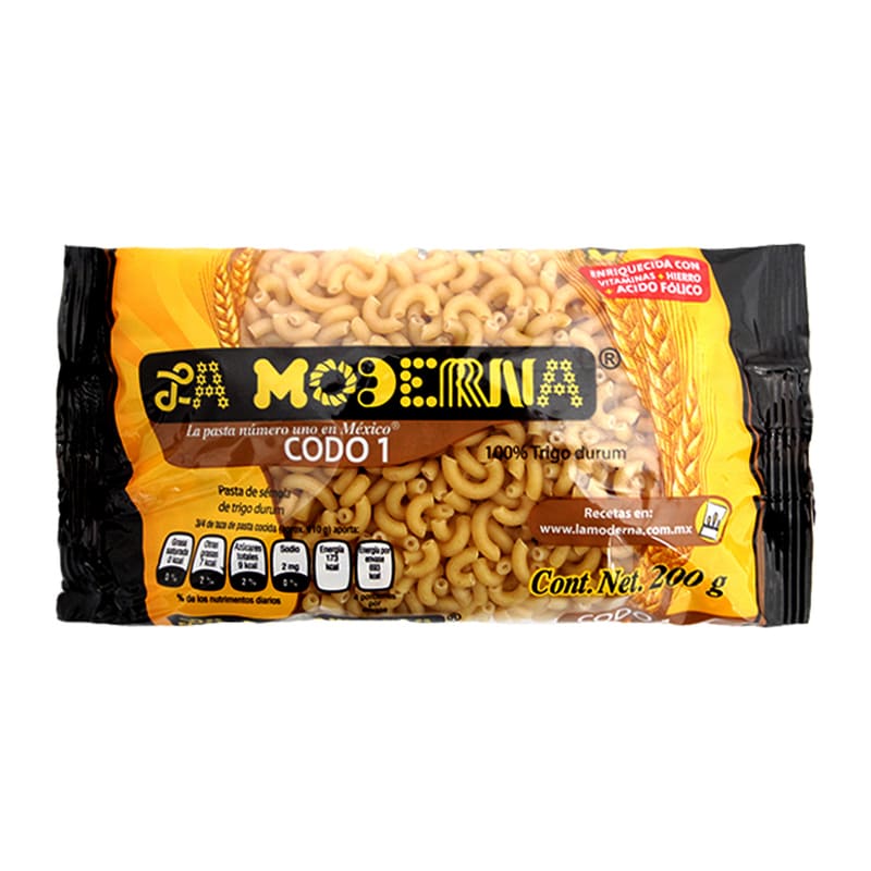 Pasta para Sopa La Moderna Codo #1 200 Gramos