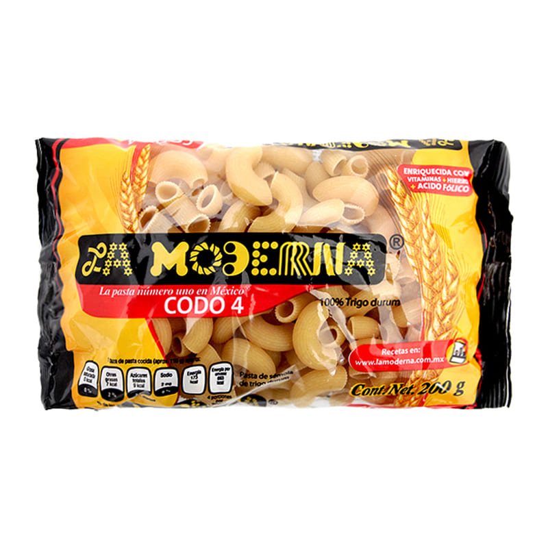 Pasta para Sopa La Moderna Codo #4 200 Gramos
