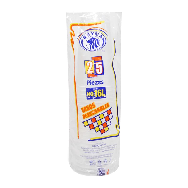 Vaso Plástico Reyma #16L Bolsa con 25 Piezas