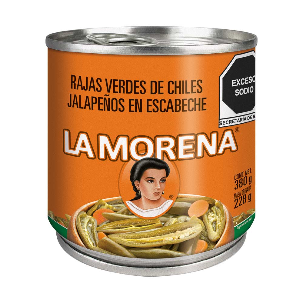 Chiles Jalapeños Rajas Verdes La Morena 380 gr