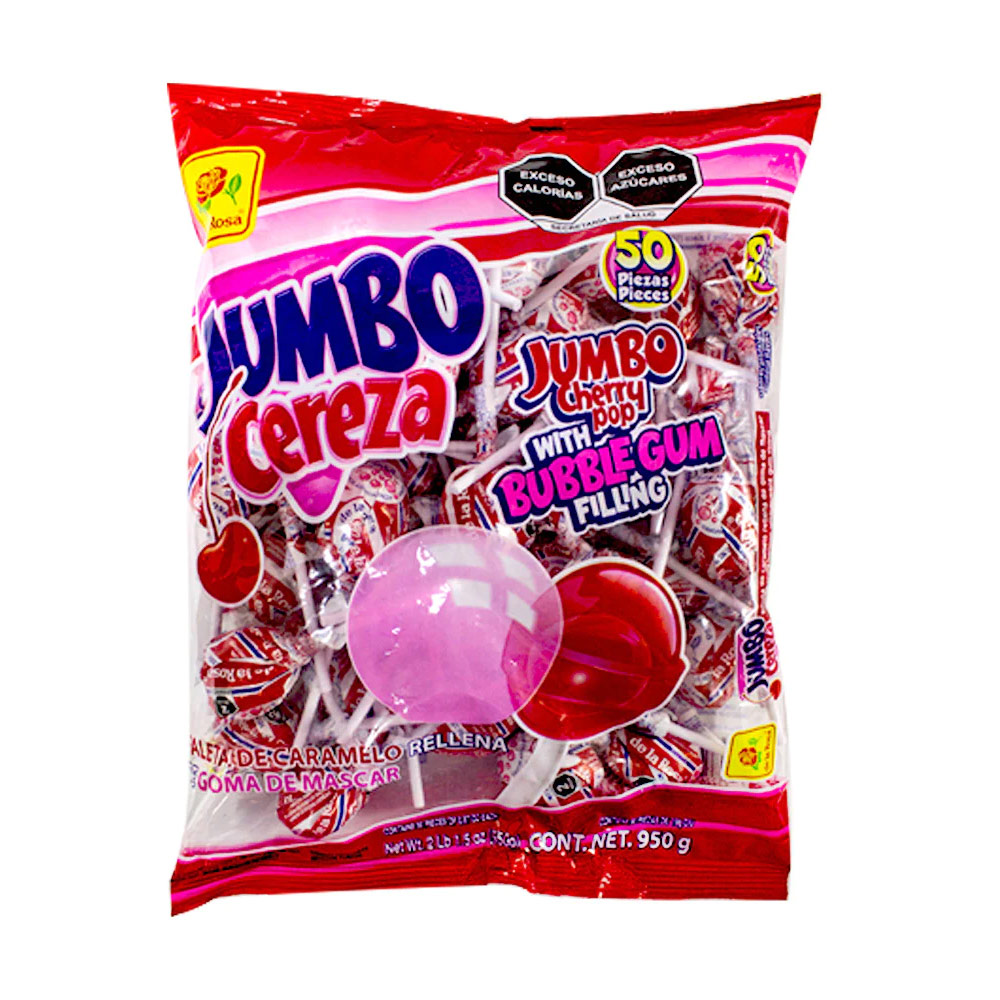 De La Rosa Paleta Rellena Jumbo Cereza 50 Pz
