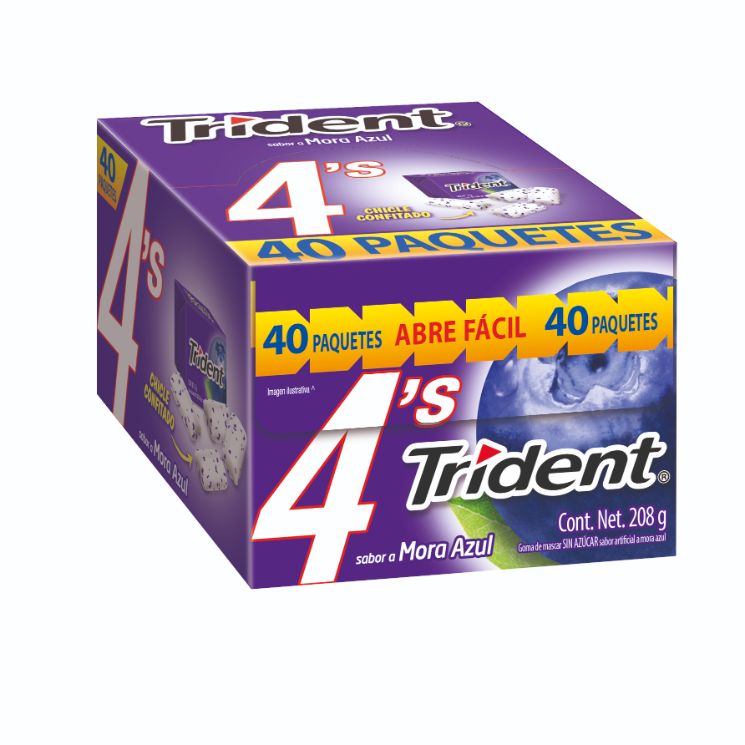 Chicle Trident Mora White Paquete Con 40 Piezas De 4 Pastillas