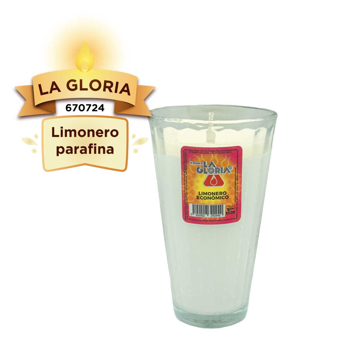 Veladora La Gloria Vaso Limonero Económico Parafina