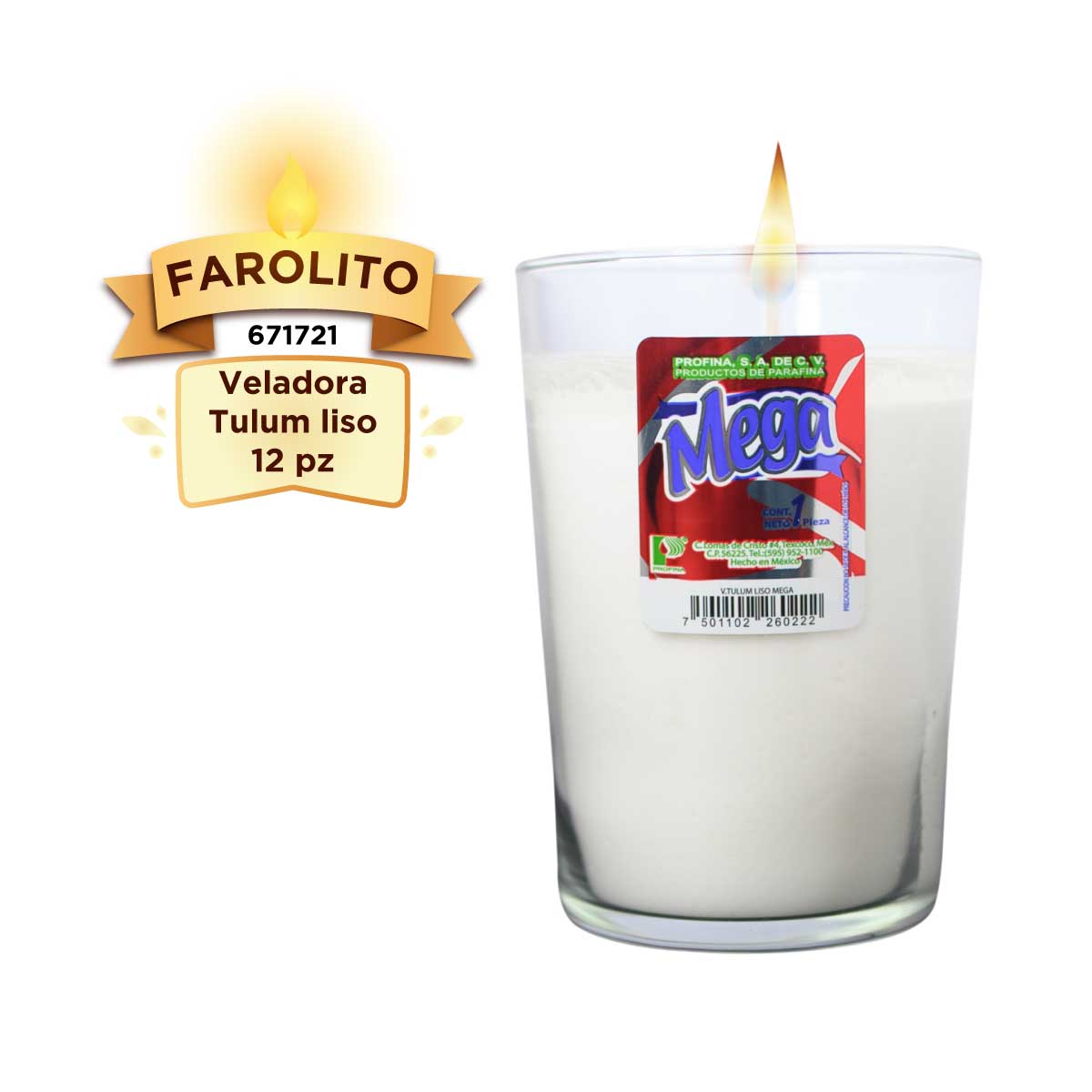 Veladora Santa María Tulum Liso Vaso