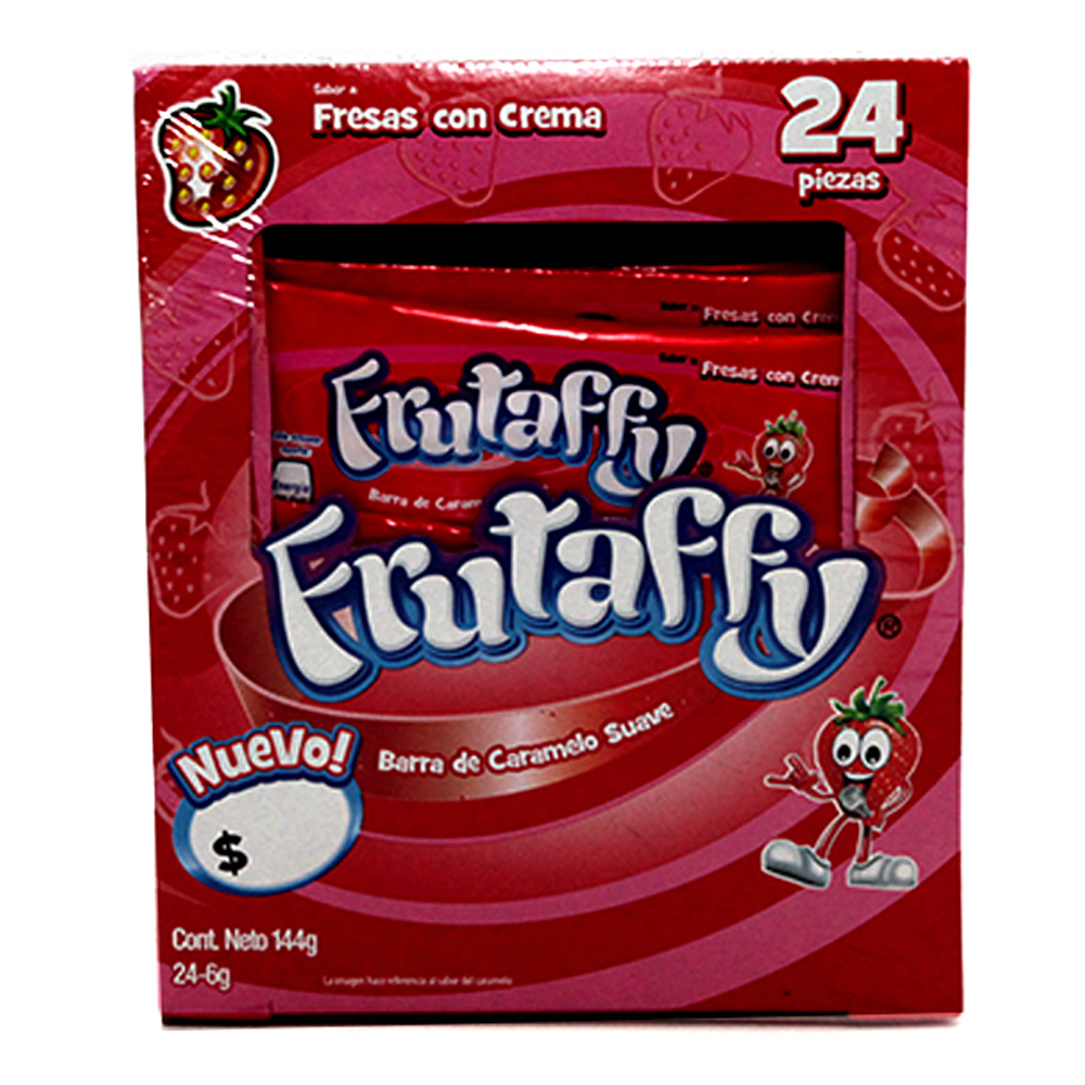 Chicloso Frutaffy Fresa Crema Con 24 Piezas De 6 gr