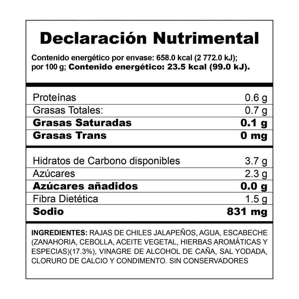 Rajas de Chiles Jalapeños Herdez en Escabeche 2.8 Kg