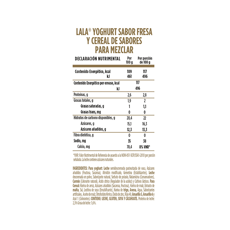 Lala Yogurt Batido Fresa Cereal de Sabores 100 Gr