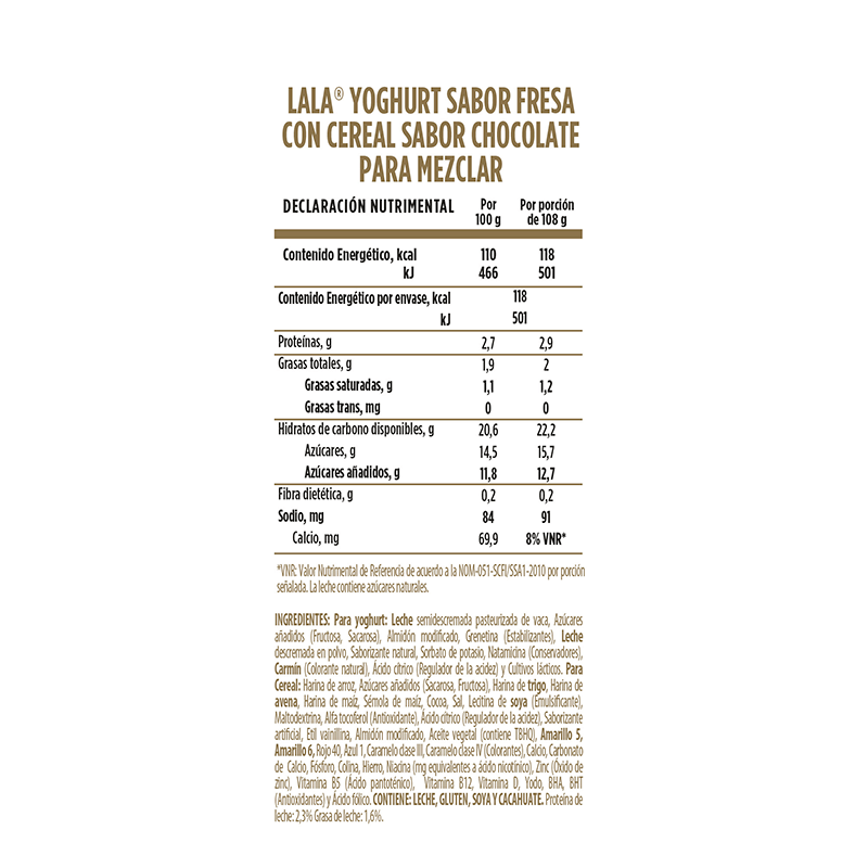 Yogurt Lala Batido Fresa Cereal Chocolate 100 gr