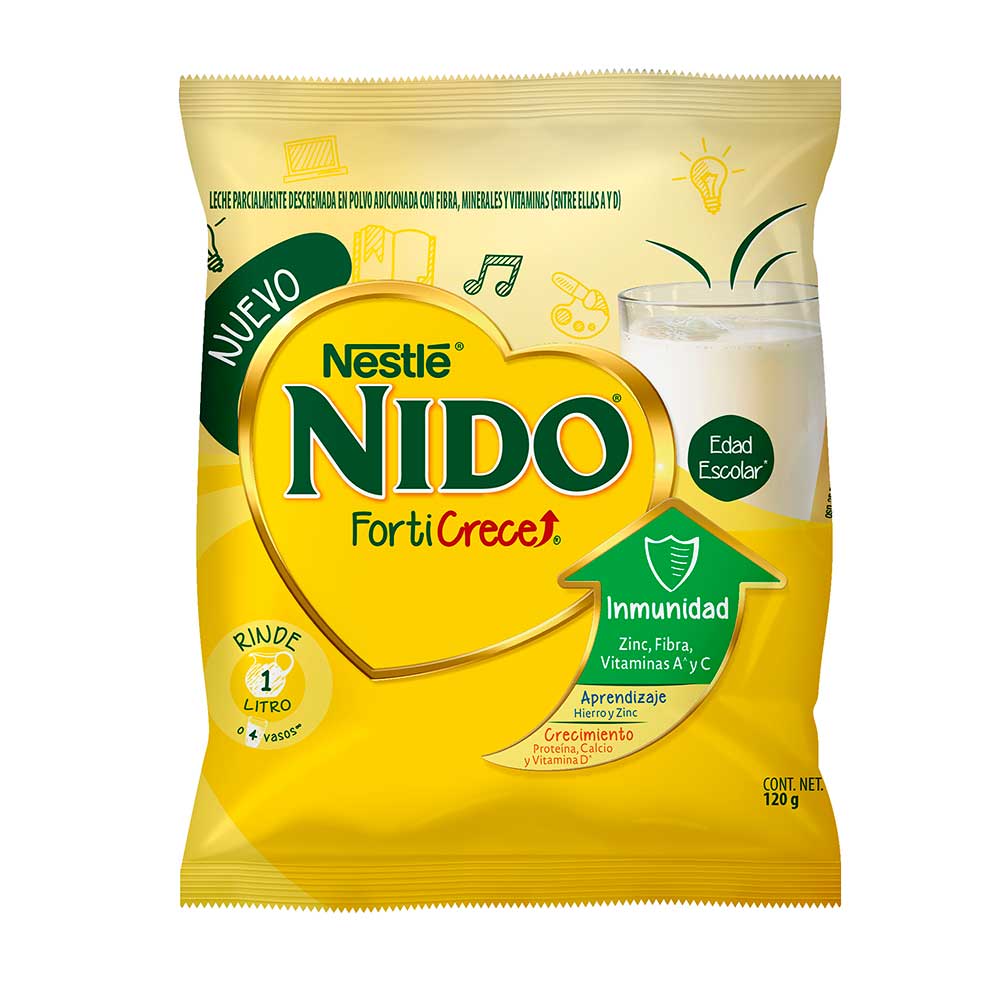 Leche Entera en Polvo Nido Fortificada Bolsa 120 Gr