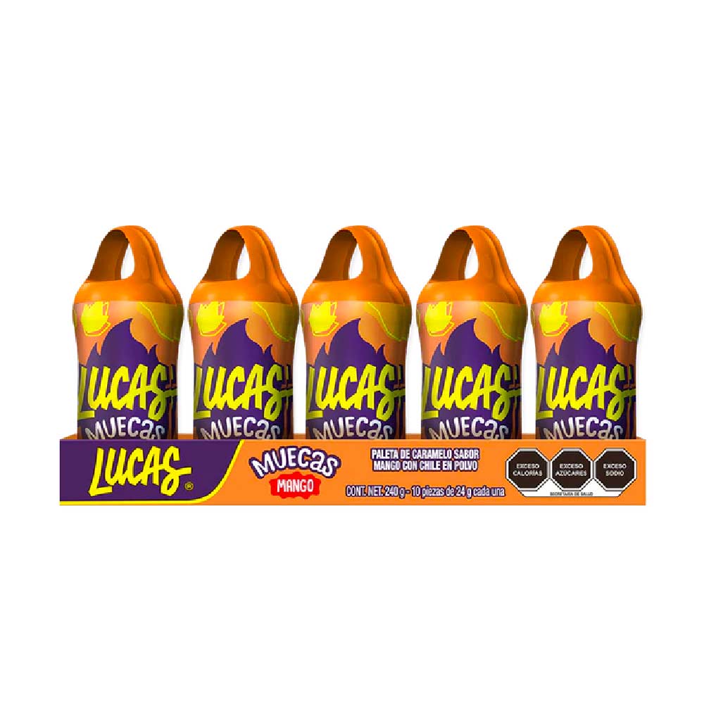 Lucas Muecas Mango enchilado Paleta con chile en polvo 10 pz
