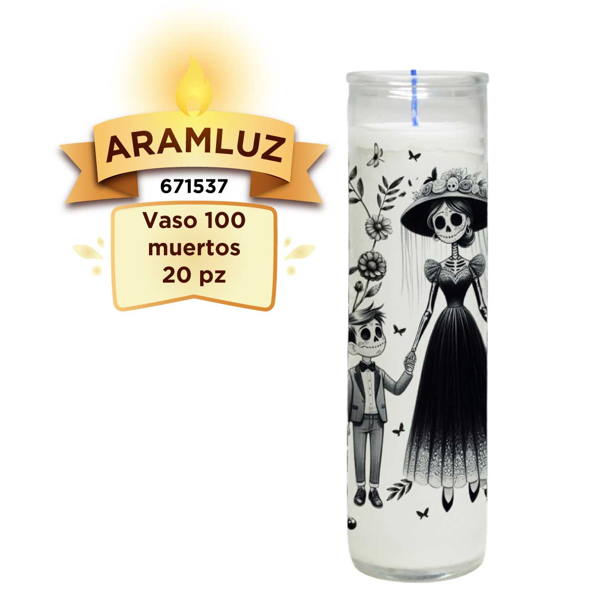 Veladora Aramo Vaso 100 Rtos 1 pz