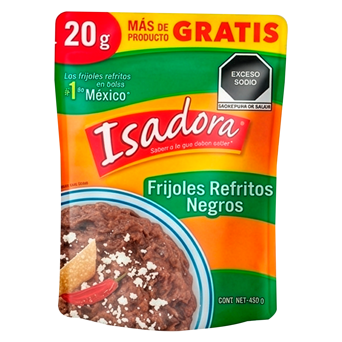 Frijoles Refritos Isadora Negros 450 g + 20 g