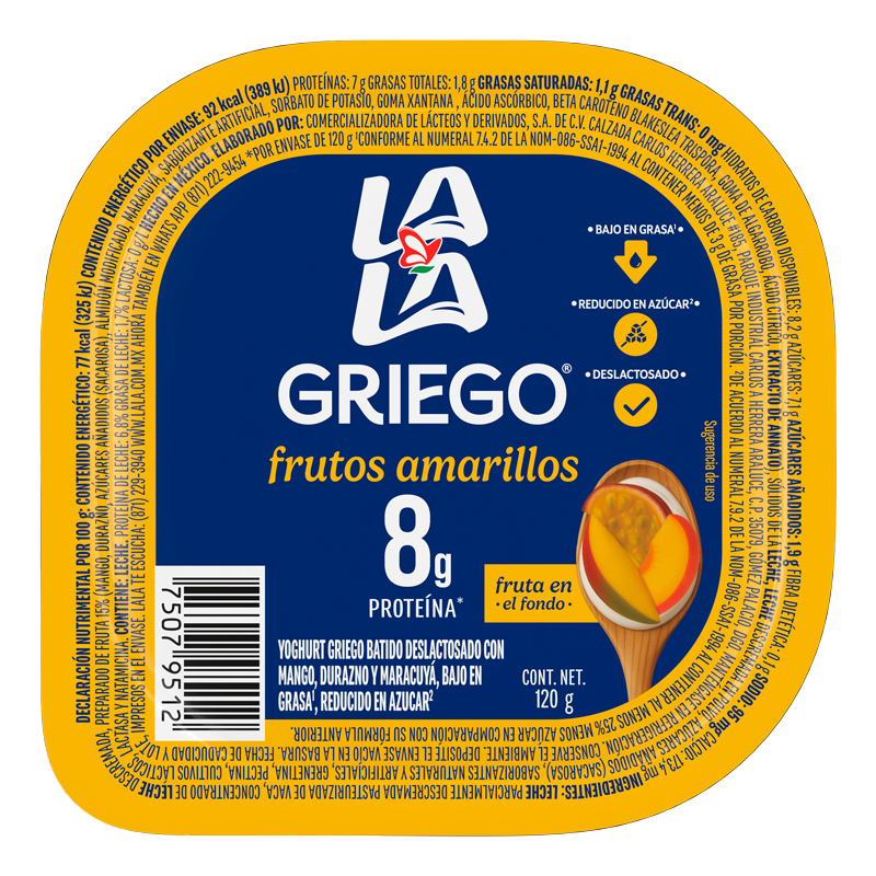 Yogur Lala Batido Griego Frutos Amarillos 120 g