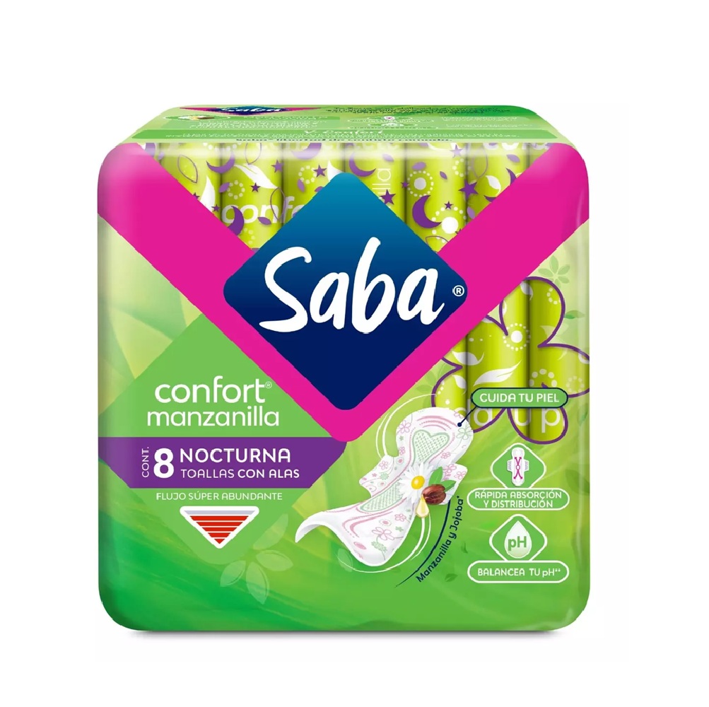 Saba Confort Toalla Fem Nocturna C/Alas 10/8 Pz
