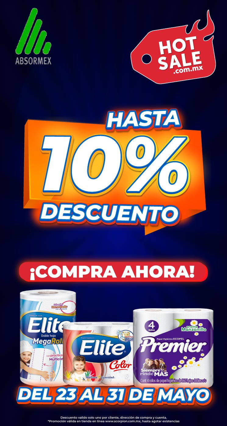 Hot Sale Absormex: hasta 10% de descuento en papel higiénico Elite y Premier