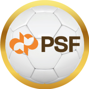 Logotipo de PSF en balón de futbol con marco dorado, acceso a sus productos