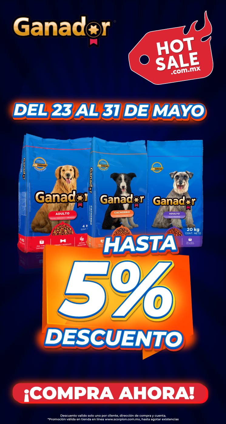 Hot Sale Ganador: hasta 5% de descuento en alimento para perro del 23 al 31 de mayo