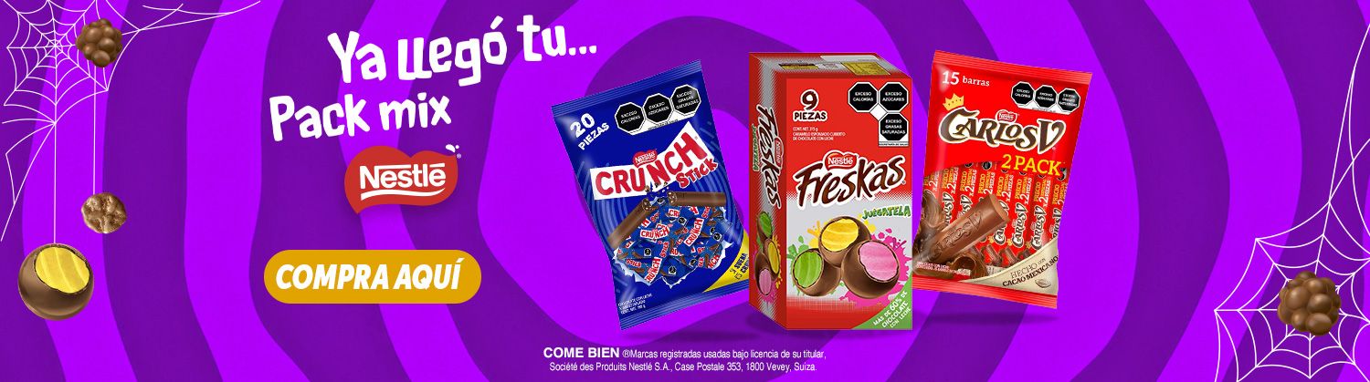 Ya llegó tu pack mix Nestlé de Halloween con chocolates Crunch, Freskas y Carlos V
