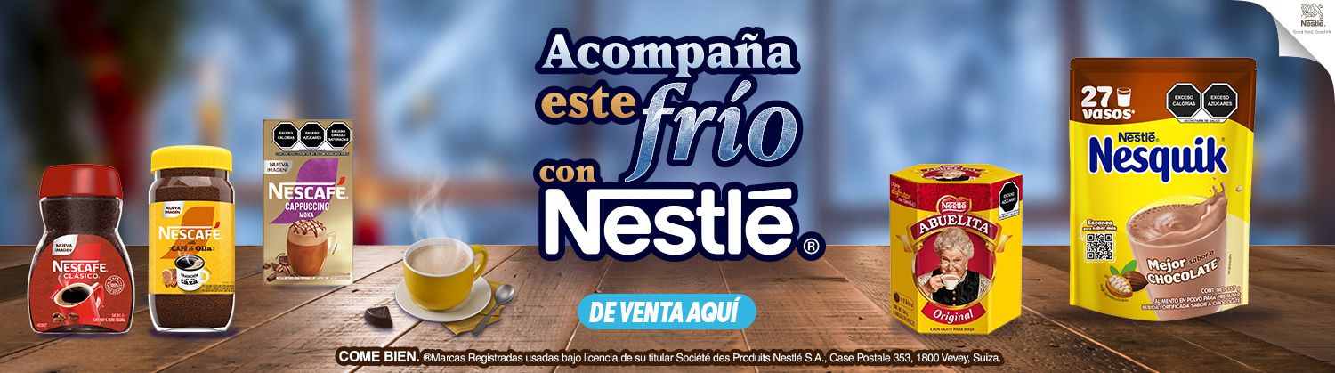 Acompaña este frío con Nestlé: Nescafé, chocolate Abuelita, Nesquik y Coffee mate de venta aquí